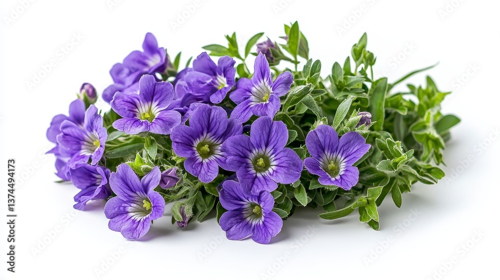 Bunch of vibrant purple heliotrope flowers displayed elegantly against a clean white background for floral beauty