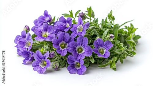 Obraz na płótnie Bunch of vibrant purple heliotrope flowers displayed elegantly against a clean white background for floral beauty w salonie