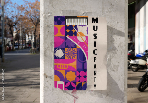 Urban Poster Mockup Displayed on Wall in Barcelona