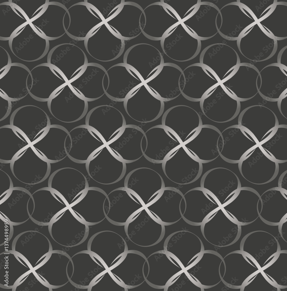 Naklejka premium Ornement décoratif Motif abstrait Symbole Infini Croix Réseau Argent Gris style Monogramme