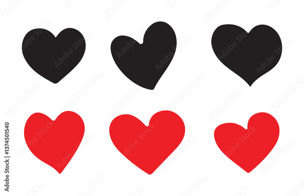 Heart vector set. Various simple red vector heart love icon. Vector illustration eps 10 Heart vector set. Various simple red vector heart love icon. Vector illustration eps 10