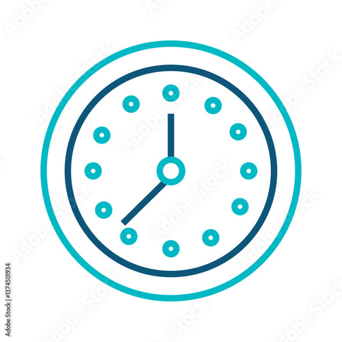 Vector image of a blue clock icon with a white background