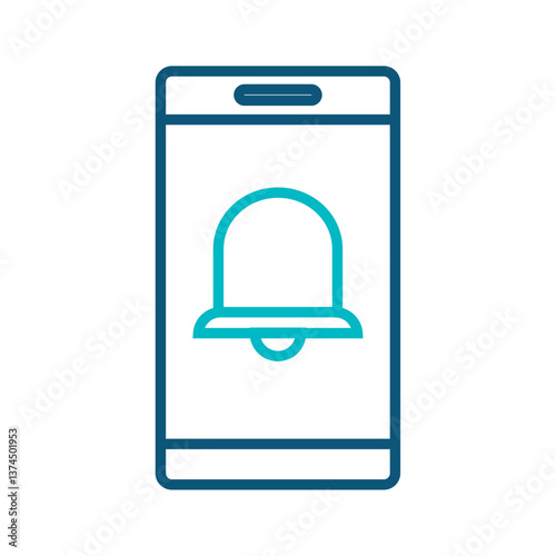 Illustration of a smartphone with a turquoise bell icon displayed on its screen, representing notifications, alerts, messages, reminders