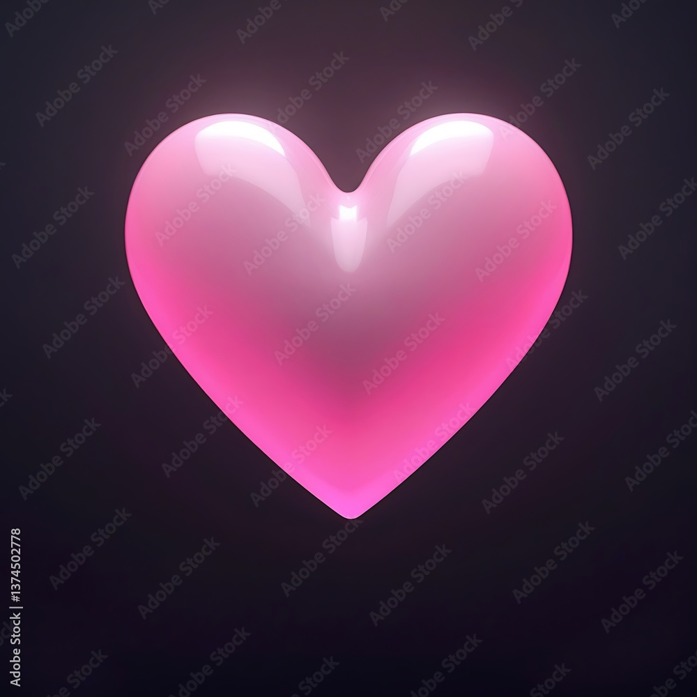 A pink heart-shaped object centered on a solid black background A pink heart-shaped object centered on a solid black background