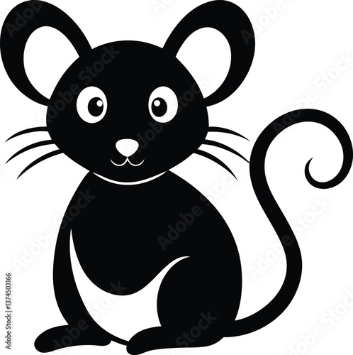 black and white cartoon mouse vector illustration