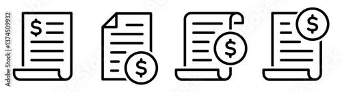 Invoice bill document line icon. Bills icon collection outline, line and stroke style.