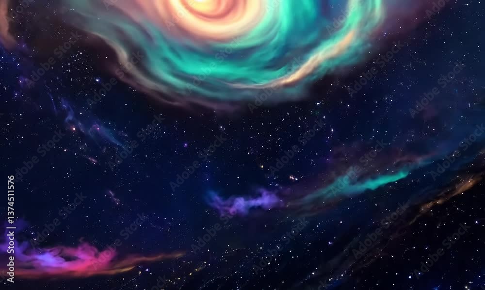 silent ascent through a vivid display of stars and cosmic entities