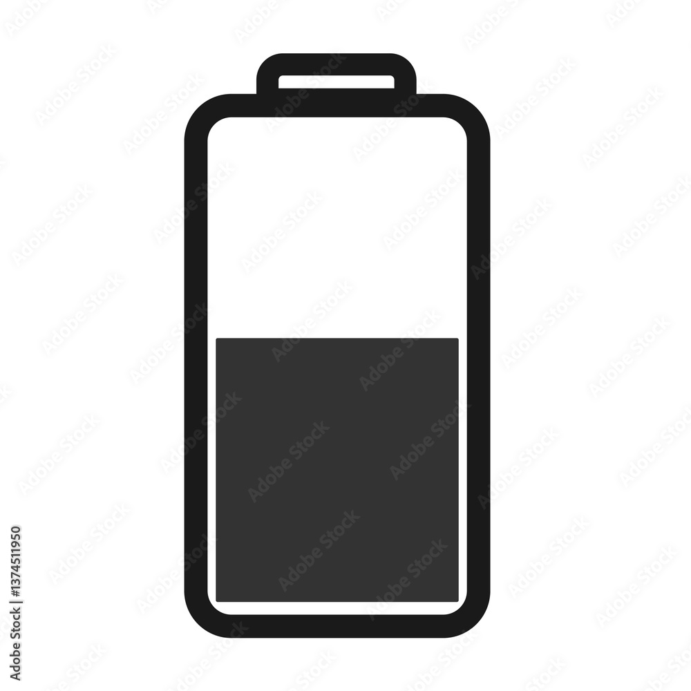 Vector battery icon, battery indicator for phone, tablet, illustrative battery indicator symbol black, battery indicator with divisions (2-3) Vector battery icon, battery indicator for phone, tablet, illustrative battery indicator symbol black, battery indicator with divisions (2-3)