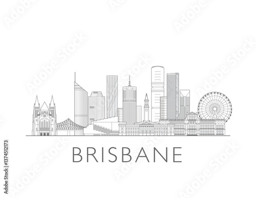 Brisbane, Australia cityscape illustration skyline drawing