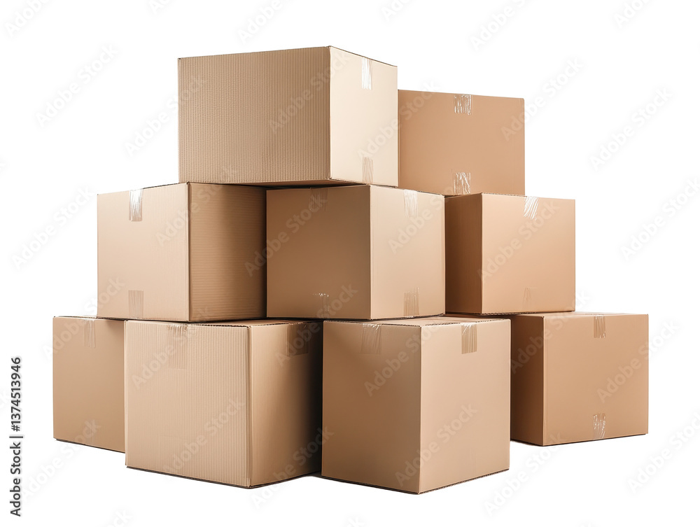 Isolated Tower of Cardboard Boxes Isolated Tower of Cardboard Boxes