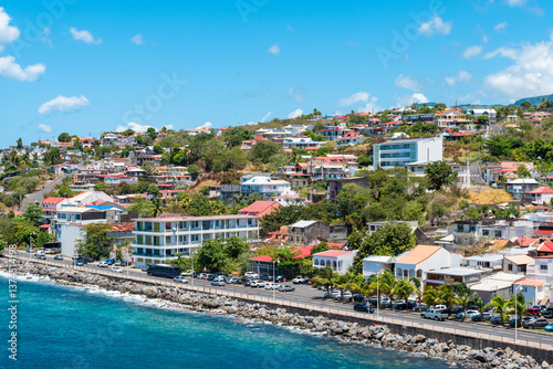 Fototapeta Naklejka Na Ścianę i Meble -  Basse-Terre city along the waterfront at cruise harbor, Guadeloupe