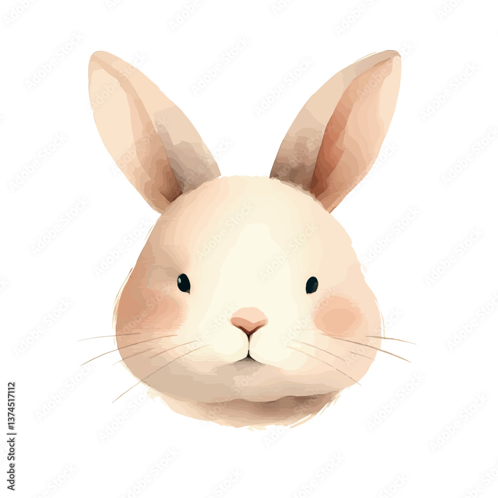 Fototapeta premium cartoon watercolor illustration of a rabbit face