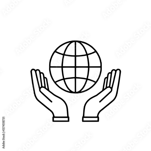 Obraz na płótnie Icon of two open hands holding a globe representing care and responsibility for the Earth w salonie