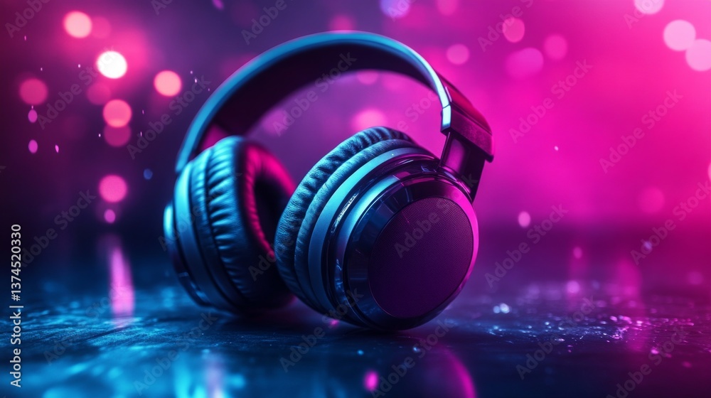 Dynamic music experience studio space digital art neon lights close-up view vibe of sound Dynamic music experience studio space digital art neon lights close-up view vibe of sound