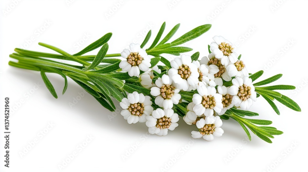 Fototapeta premium Stunning bunch of white flowers displayed on a pristine white background emphasizing their elegance and natural beauty