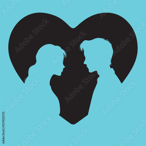 Silhouette of a man and woman in love