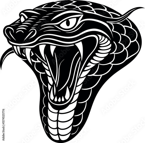 Isolated Snake Head Vector Silhouette Artwork 04 Tattoo Clip Art