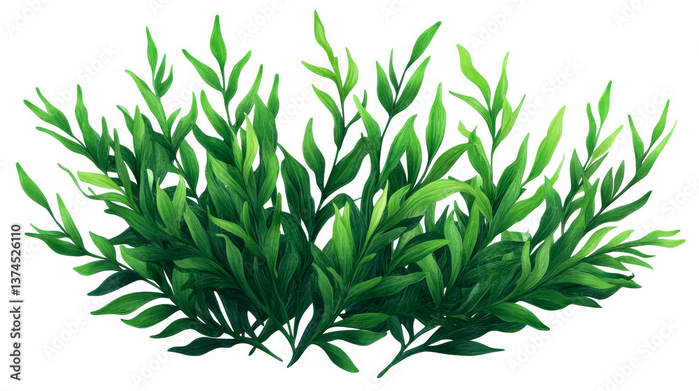 Fototapeta premium Lush green foliage illustration, natural element art, plant design, cut out transparent