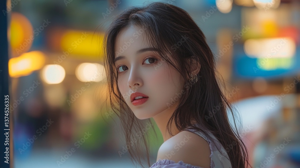 Captivating portrait of a young woman in a vibrant city lifestyle photography urban environment close-up view Captivating portrait of a young woman in a vibrant city lifestyle photography urban environment close-up view
