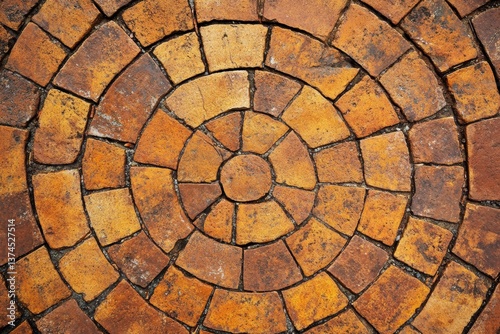 Circular yellow and brown brick pattern