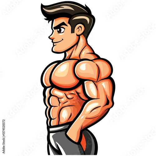 Strongman muscle gym fitness club logo design, bodybuilder, vector illustration for mascot icon