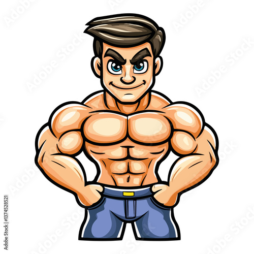 Strongman muscle gym fitness club logo design, bodybuilder, vector illustration for mascot icon