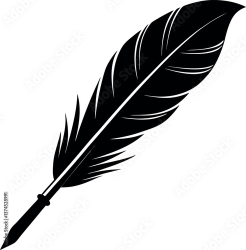 Feather Pen Vector Silhouette Artwork 03