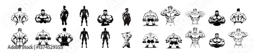 Strongman muscle gym fitness club logo design, bodybuilder, vector illustration for mascot icon