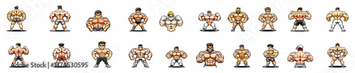 Strongman muscle gym fitness club logo design, bodybuilder, vector illustration for mascot icon set