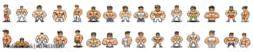 Strongman muscle gym fitness club logo design, bodybuilder, vector illustration for mascot icon set