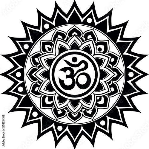 Sacred Om Symbol Vector in Intricate Gold Mandala Design for Spiritual Meditation Yoga Background and Wellness Art Illustration