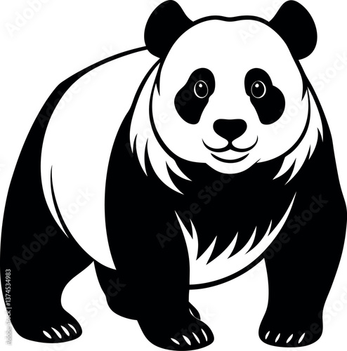 Panda Vector Silhouette Artwork Cartoon Illustration 03 eps