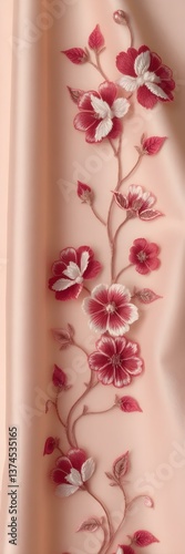 Delicate Petals: A close-up of a stunning floral design adorning a soft textile, showcasing intricate details and textures, evoking a sense of elegance and artistry.