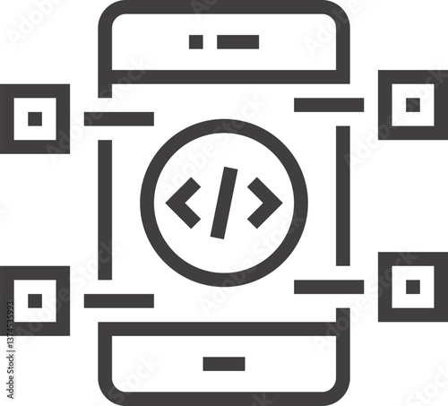 api interface flat line web icon