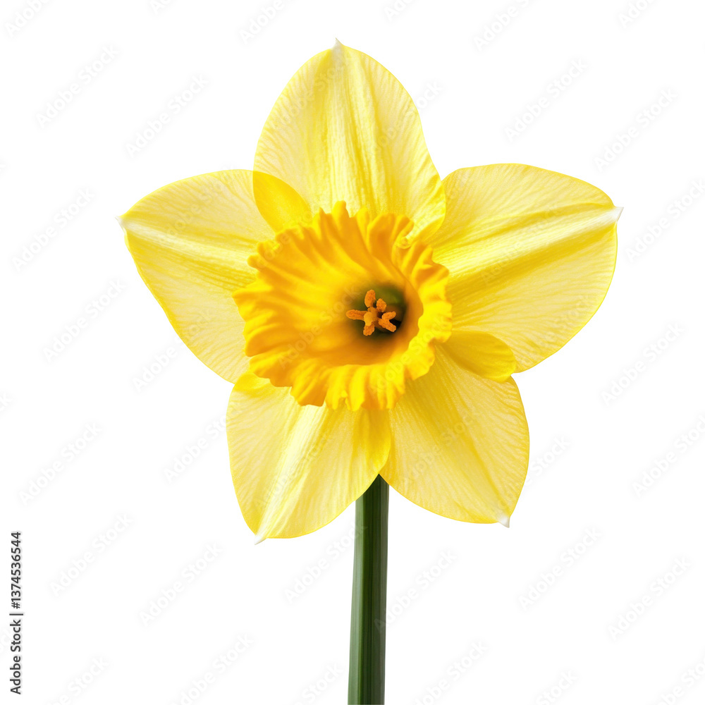 Fototapeta premium bright yellow daffodil isolated on transparent background 