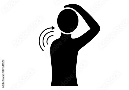 Shoulder Roll Neck Stretch Vector Silhouette Icon for Stress Relief