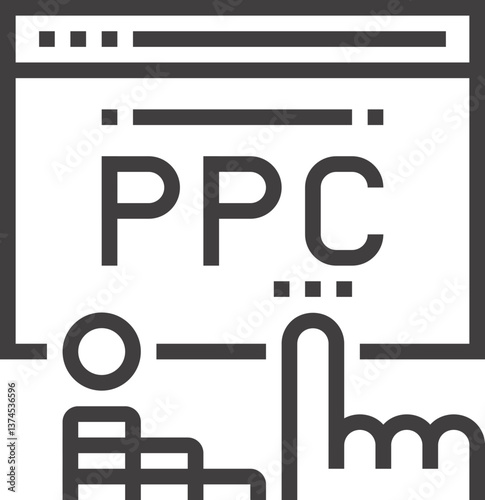 pay per click flat line web icon