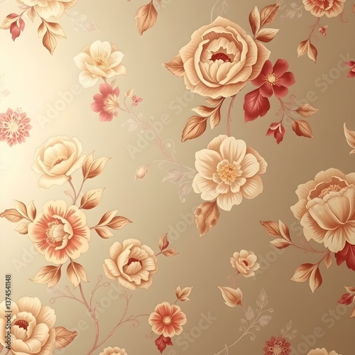 Vintage Floral Arrangement:A stunning tapestry of vintage floral patterns, a close-up composition of exquisite blooms in a romantic and delicate style.