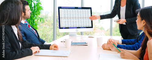 Accounting software on computer screen showing financial statement spreadsheets and account balance of corporate business offer accountant a fine calculation accounting snugly