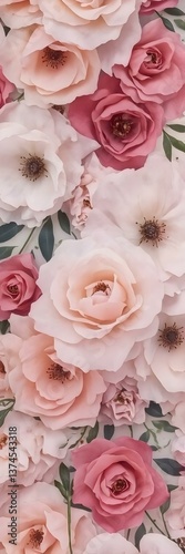 Floral Symphony: A captivating vertical display of roses with their delicate petals arranged in a mesmerizing tapestry of colors, evoking feelings of romance and elegance.