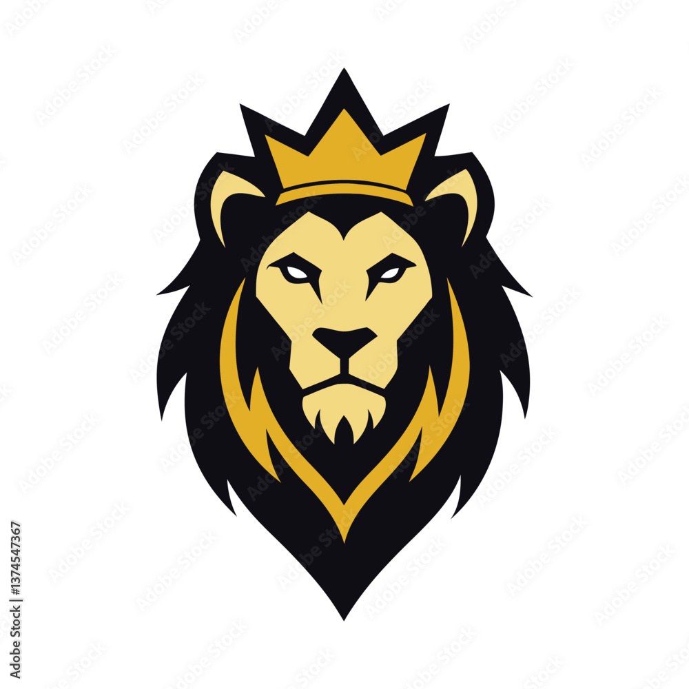 Fototapeta premium A lion head with crown mascot logo vector illustration