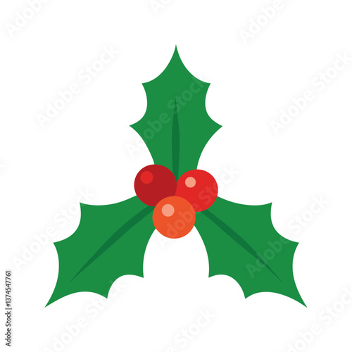 christmas holly berry leaves vector illustration 