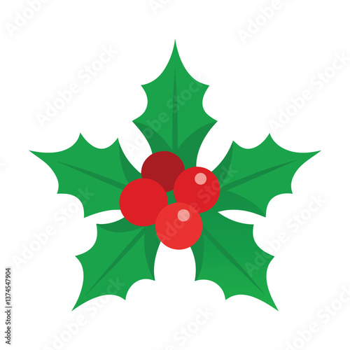 christmas holly berry leaves vector illustration 