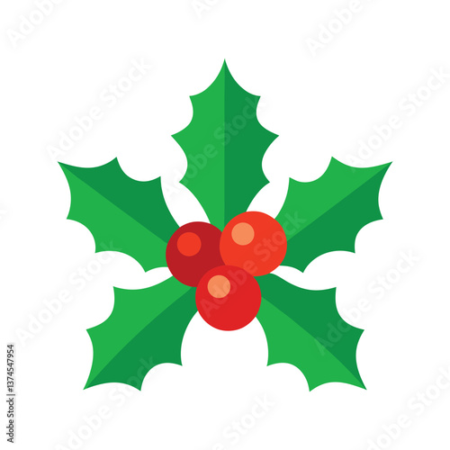 christmas holly berry leaves vector illustration 