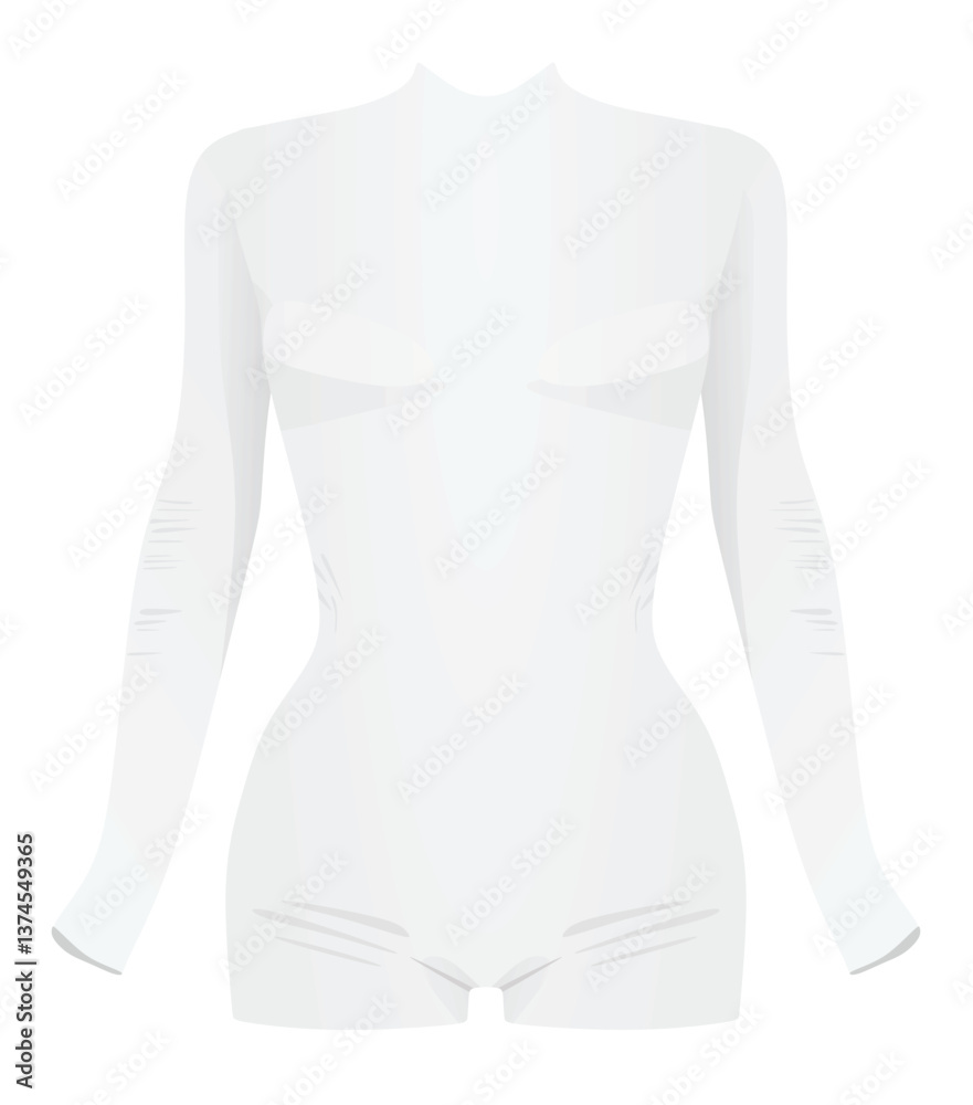 Obraz premium White long sleeve bodycon. vector