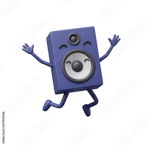 3d character Audio speaker toon isolated on white background 