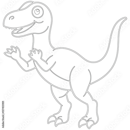 A Little Dinosaur Black Line Drawing vector Coloring Page for Kids
