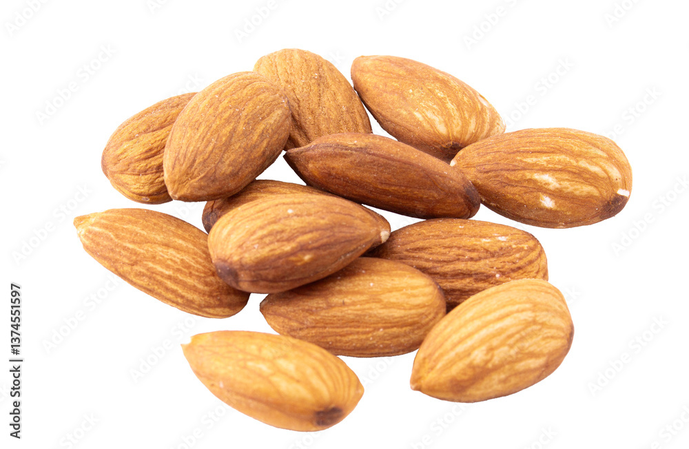 pile of almonds isolated on white background pile of almonds isolated on white background
