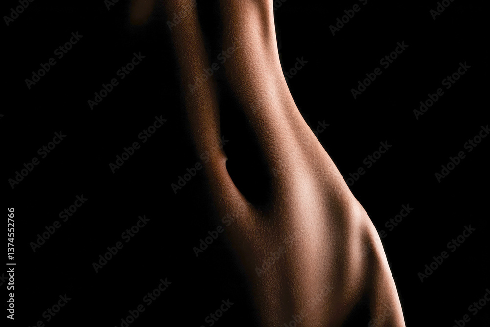 Fototapeta premium Subtle curves and shadows of a female figure