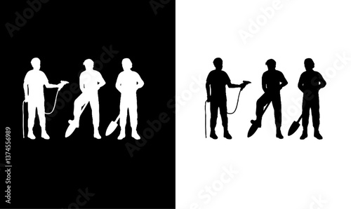 contractor workers silhouettes illustration vector design, art, worker people silhouette set illustration vector, design, set, silhouettes, worker people silhouette set, white, art, symbol, 